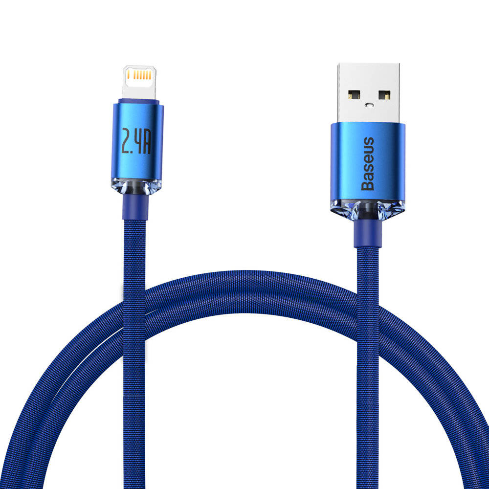 Cabo Baseus Crystal Shine USB-A para Lightning 1.2m Azul 1
